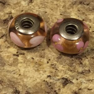 Pink Pandora Glass Charms (2)